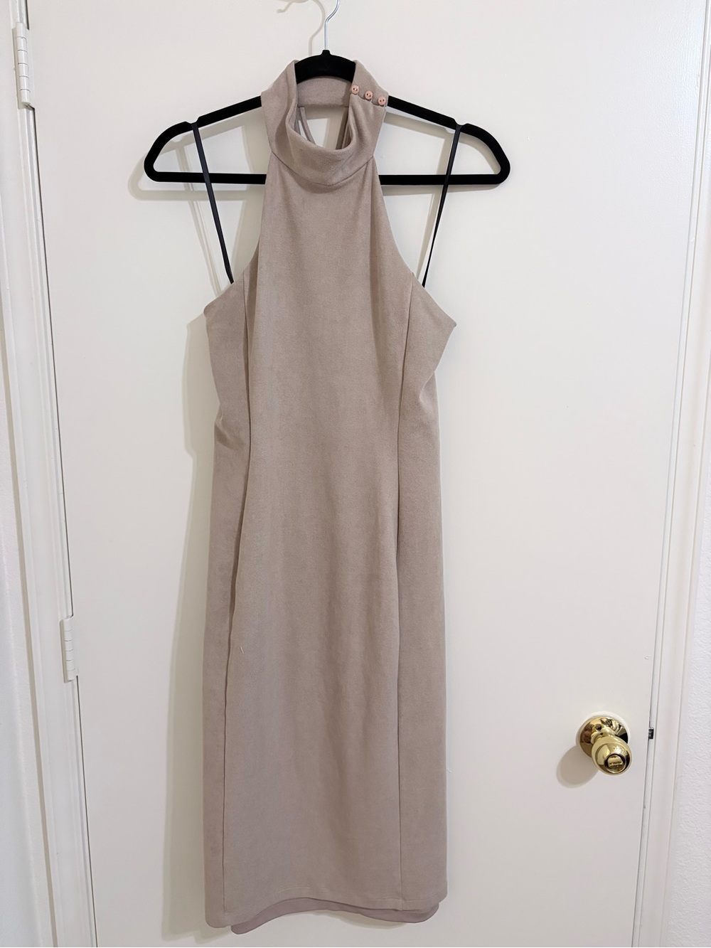 Bebe Sleeveless Taupe Halter Midi Dress M